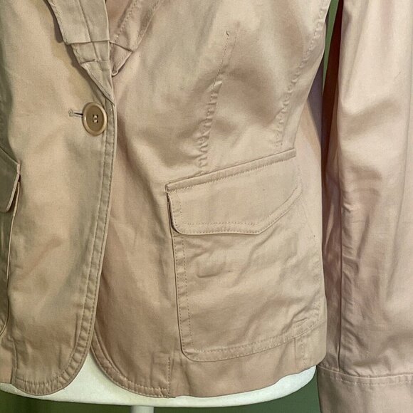 Talbots Blazer Jacket Workwear Long Sleeve Ruffled Collar Pockets Stitch Sz 6P - Picture 3 of 12